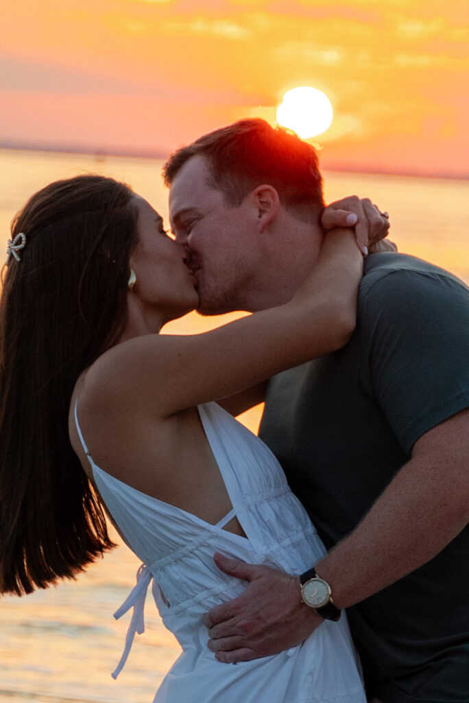 golden hour beach engagement photos in charleston, sc