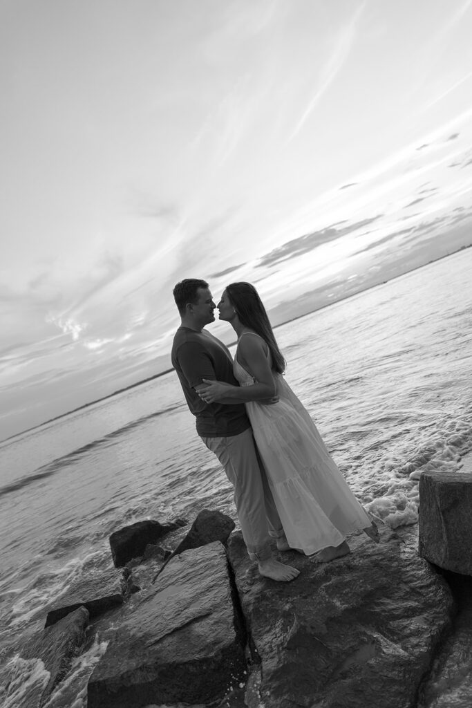 golden hour beach engagement photos in charleston, sc