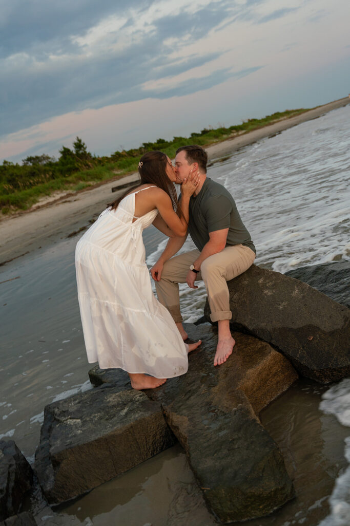 playful beach engagement photos in charleston, sc