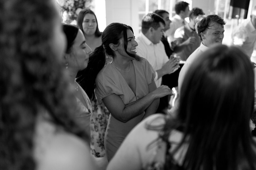 candid wedding reception guests